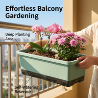 Planter Box for Vegetables, Outdoor Rectangular Planter Box, Auto-Watering Synthetic Material Pot with Integrated Drainage, Weather Resistant