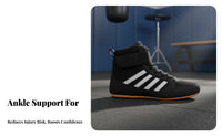 Kids Boxing Shoes Shock-Absorbing High-Top Wrestling Shoes Ankle Support Young Fighting Training Sneakers for Girls, Beginners, Competition, Gym, Mat