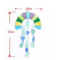 Hanging Wind Chime Colorful Suncatcher Decorative Hanging Ornament with Cord for Wall