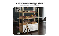 Bakery Display Shelf Sturdy Frame Bread Display Stand with Cabinet Heavy-Duty Multi-Tier Retail Shelving Unit for Retailers, Pastry Shop, Supermarket