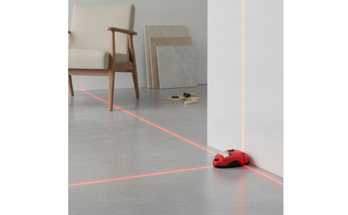 Compact Square Laser with Bubble Vials Portable 90-Degree Laser Level Accurate Tool for Tilers, DIYers, Woodworkers, Tile Installation, Squaring, Woodworking