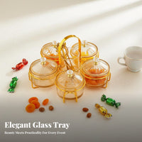 Divided Glass Serving Dish Food-Grade Material Compartment Snack Platter With Lids Divided Serving Tray for Parties, Holidays