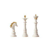 3 Pieces Resin King Queen Knight Statue Set Classic Chess Figurines with Gold Trim Refined Chess Decor Set Exquisite for Collectors, Bookshelf, Desk