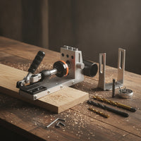 Pocket Hole Jig Angled Pocket Hole Jig with Dust Port Drill Guide Adjustable Quick-Clamp for Woodworkers, Furniture Joinery