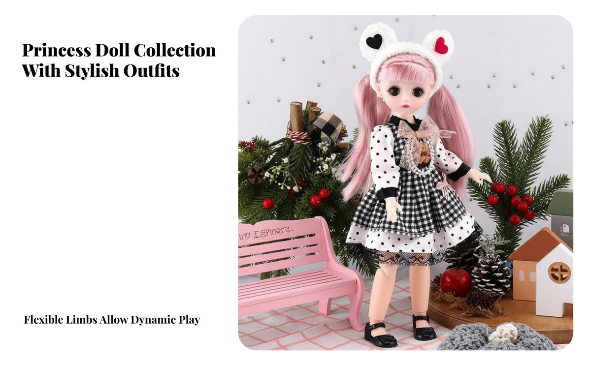 30cm Princess Doll Changeable Outsideside Fits 23 Joint Articulated Doll children's Toy Soft Silky Hair Cute Face for Girls
