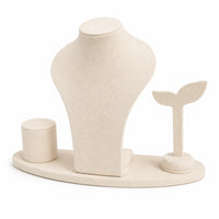 4 Pieces Jewelry Display Set Flocked Jewelry Display with Base Velvet for Vanity