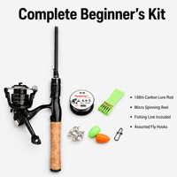 Carbon Fibre Fishing Set, 1.68m Soft Action Fishing Rod & Reel Combo, 2 Section Fishing Pole for Stream Fishing