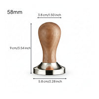 Polished Wooden Coffee Tamper Layered Metal Edge Detachable Coffee Tamper
