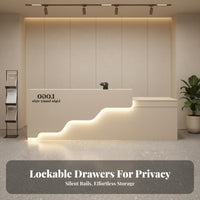 Modern LED Reception Desk Light Luxury Design Modern Reception Desk Thickened Desktop Illuminated Welcome Counter for Business Owners, Company Lobby