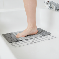 Non-Slip Shower Mat with Suction Cups, PP+TPE Bathroom Floor Mat, Quick-Drying Drain Mat for Bathtub and Shower