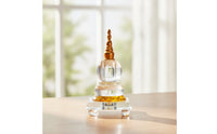 Gold-Toned Stupa with Led Base Translucent Crystal Stupa Glossy for Buddhists, Practitioners, Home Shrines, Meditation Corners, Temples