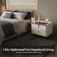 Modern Design Smart Nightstand with Drawers Built-in Charging Station Smart End Table with Drawers Spacious Storage Bedroom Furniture Adjustable LED Lighting for Tech Enthusiasts, Couples, Homeowners