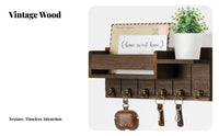Solid Wood Wooden Key Rack Shelf Retro Design Wooden Key Holder Shelf Multi-Functional for Hallway, Office, Kitchen