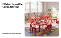 Safety Rounded Edges Kindergarten Learning Table Long-Lasting Construction Children's Study Desk and Chair Set Easy to Clean Round Plastic Kids Table Multi-Purpose for Preschoolers, Toddlers, Teachers, Early Education Center, Preschool, Classroom