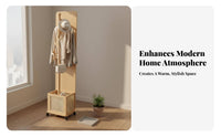 Rolling Hall Tree with Mirror Unrestricted Standing Garment Stand Mobile Design