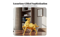 Good Luck Charm Golden Horse Statue Intricate Details Chinese Astrological Horse Ornament for Business Owners, Office Desk, Shop Counter