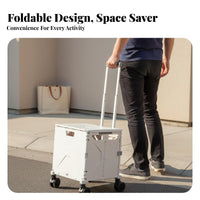 Telescoping Handle Foldable Shopping Cart Multi-Purpose Collapsible Utility Crate with Wheels Large Capacity Folding Utility Cart with Wheels Heavy Duty for Homeowners, Office Workers, Market, Camping, Travel, School
