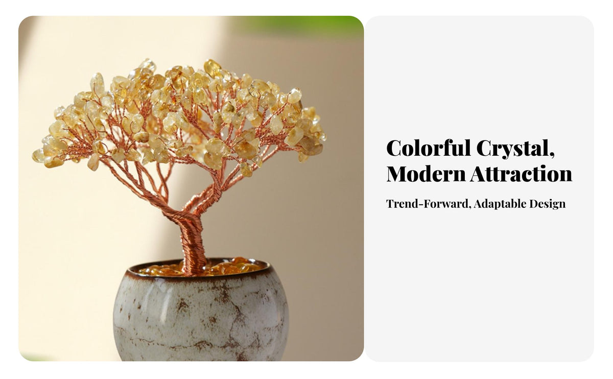 Crystal Wealth Tree Stylish Decor Feng Shui Tree Decoration House Decoration Handmade Flexible Branches for Homeowners, Home