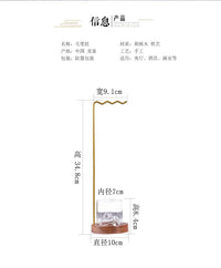 New Chinese Style Brush Rack with Glass Material and Metal Wave Design