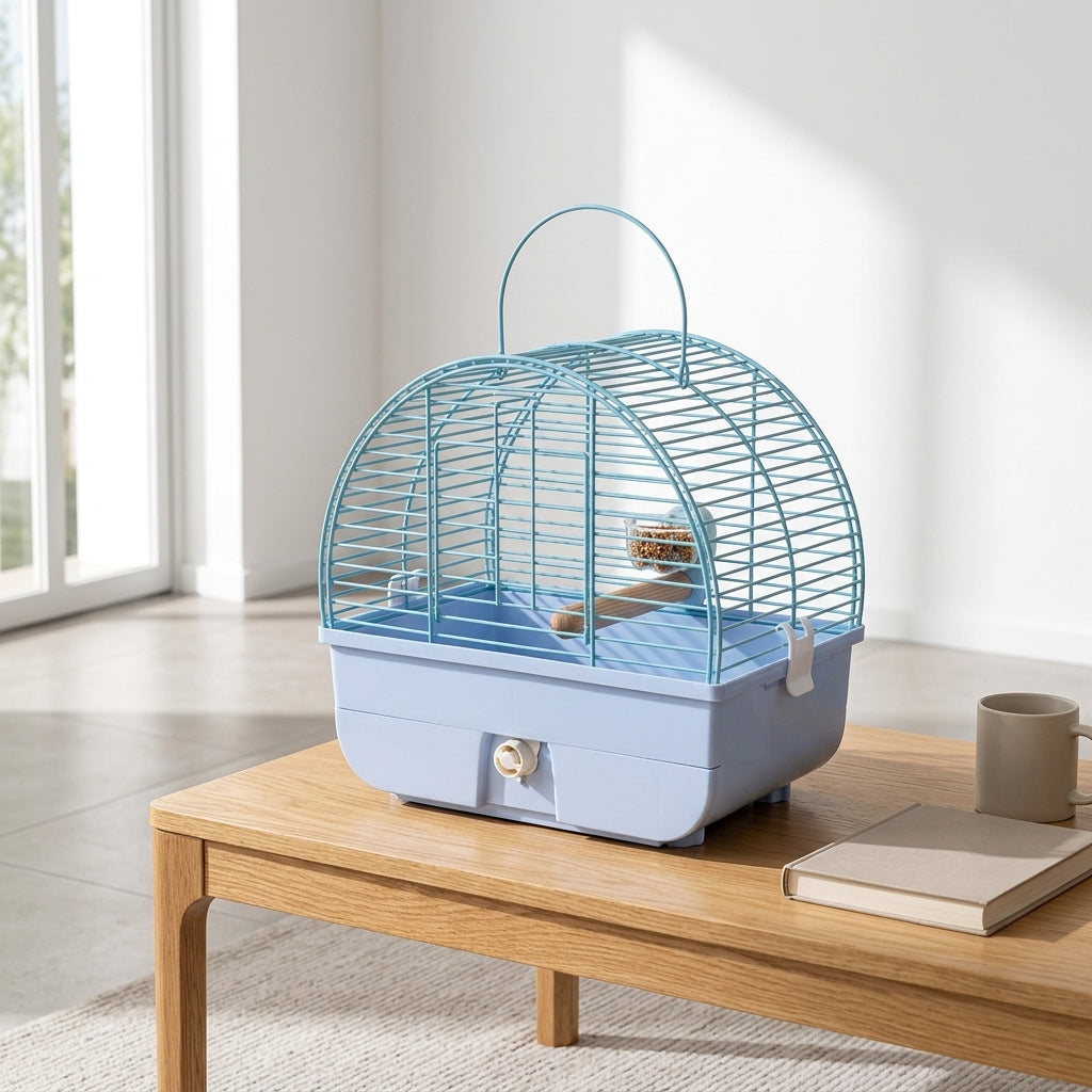 Portable Bird Cage and Travel Carrier with Handle, Parrot Parakeet Standing Perch and Tray, Other Material Portable Cage for Small Pet Outings