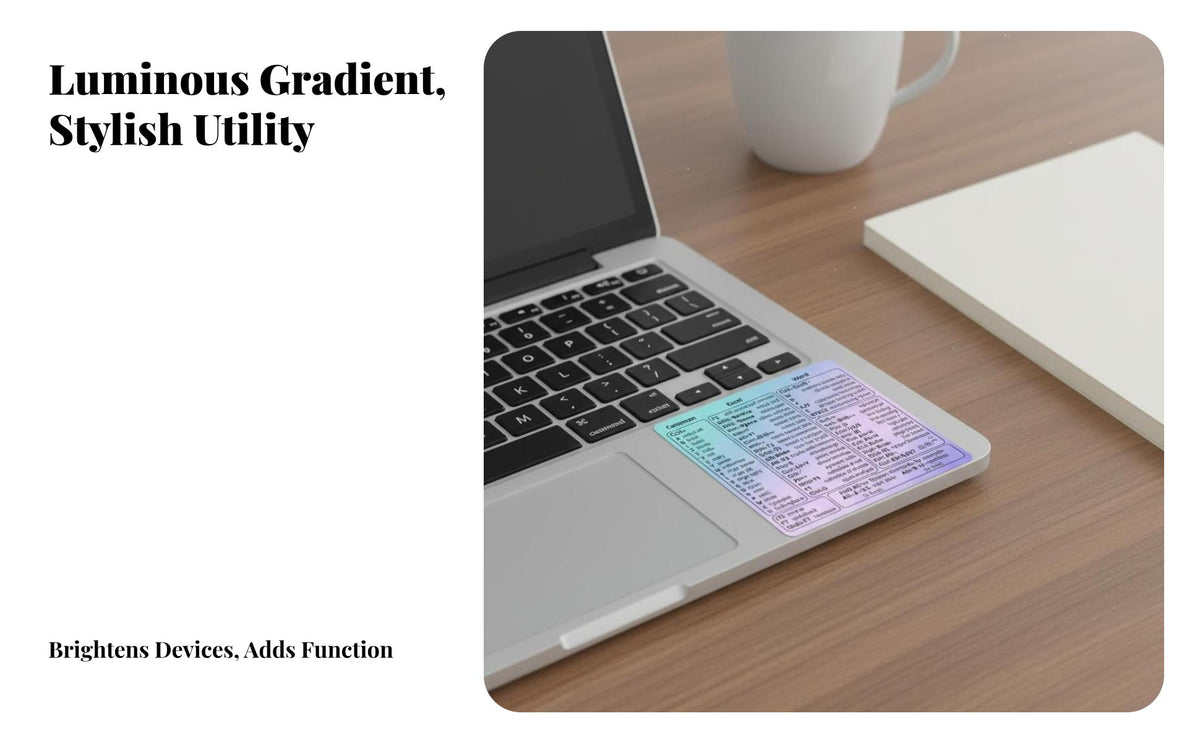 Laptop Shortcut Sticker Waterproof Keyboard Shortcut Guide Decal Easy to Remove Laptop Cheat Sheet for Beginners, Students, Home Office, School