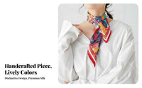 Small Square Silk Scarf Design Small Silk Scarf Gift Ready Printed Neckerchief for Women, Spring, Autumn, Office