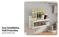 Drillwithout Installation Multi-Compartment Kitchen Organizer Compartmentalized Design Wall Shelf Heavy-Duty Household Storage Detachable Hooks for Home Cooks, Homeowners, Small Apartments, Dorm Rooms, Cabinet Door, Bathroom