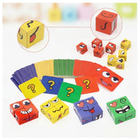 Hands-on Face-Changing Cube Game Interactive Expression Matching Blocks Screenscreenless Pattern Building Blocks with Cards Easy to Learn for Children, Preschoolers, Toddlers, Classroom