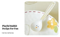 Hare Ceramic Spoon Cute Design Bunny Face Spoon High-Temperature Resistant for Home Cooks, Families