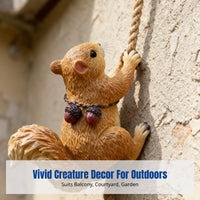 Resin Climbing Squirrel and Monkey Flower Pot Hanging Decoration, Outdoor Garden, Balcony, Courtyard Decor