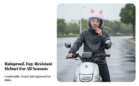 Electric Bike Helmet Four-Season Helmet with Visor Rainproof Visor Ed Headwear for Men, Motorcyclists, Daily Travel, Commuting, Street Riding