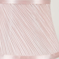 Light Shade with Pleated Silk-Like Material and Floral Lining, Table Lamp with Iron Frame, Classic Drum Lampshade for