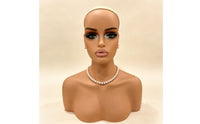 Mannequin Head with Shoulders Professional Realistic Mannequin Head Bald Display Bust for Cosplayers, Jewelers, Storefronts, Photography Studios