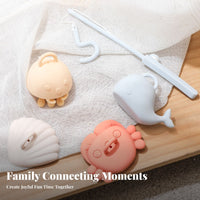5 Pieces Child-Centered Inspired Silicone Fishing Toy Set Educational Bathtub Fishing Toy Ocean Creature Bath Toys Safe for Toddlers, Preschoolers, Babies