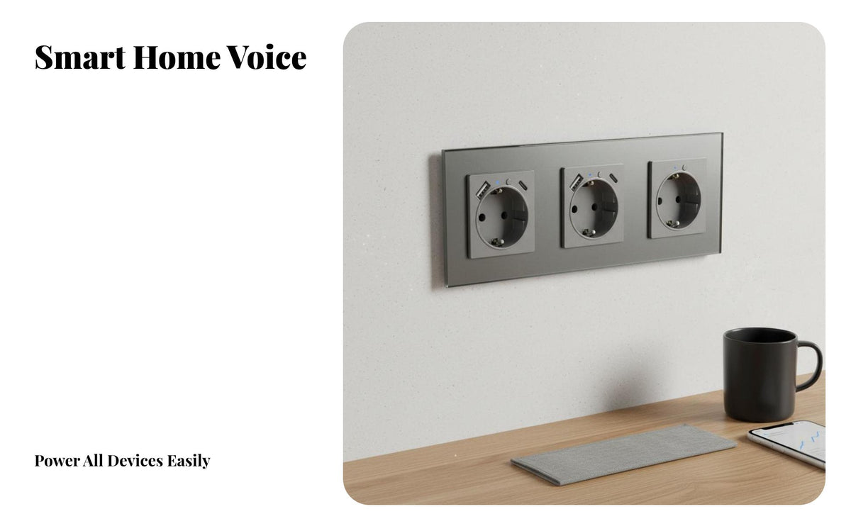 Home Automation Network Built-in Mobile App Control Intelligent Wall Outlet Timing Function Two-Outlet Plug Outlet for Homeowners, Hobbyists