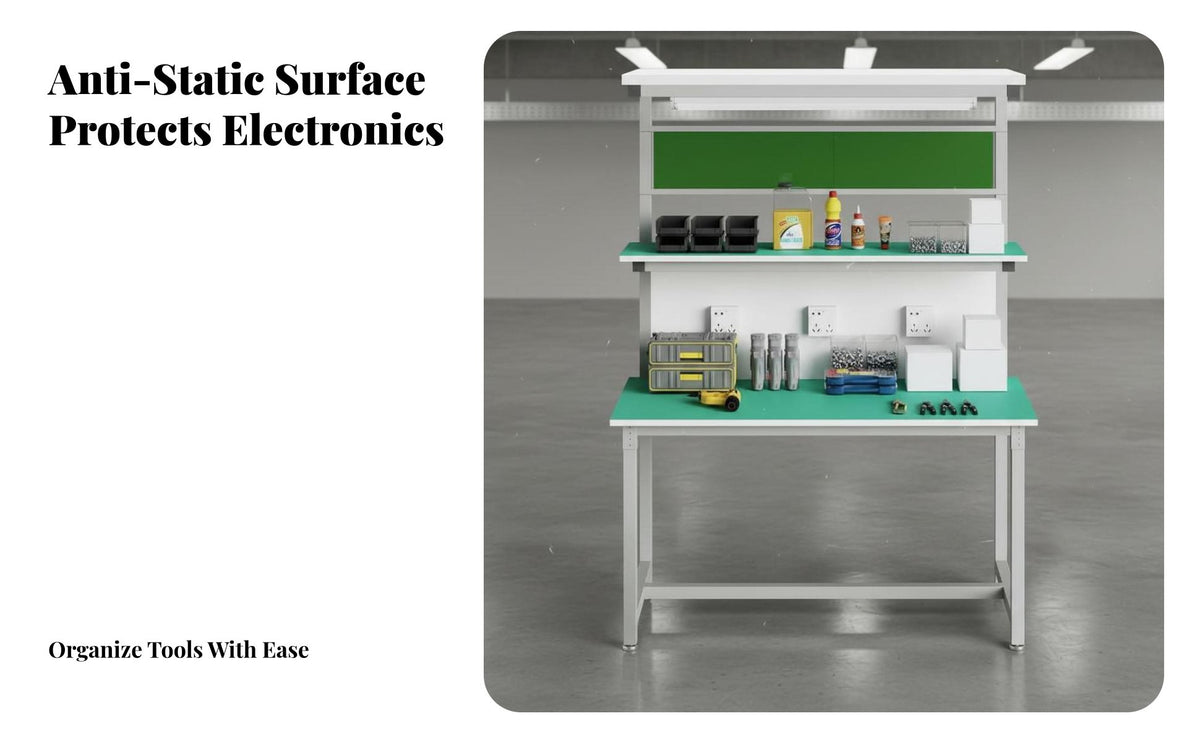 Anti Workbench Thickened Workstation Surface Inspection Desk Heavy Duty Electronics Repair Table for Technicians, Engineers, Research Facility