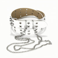 Streetwear Studded Belt with Chain Goth Punk Belt with Chain Rock Metal for Everyday Wear