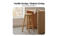 Sturdy Construction Simple Wooden Stool Heavy Duty Wooden Bar Stool Easy Assembly Household Furniture Built-in Footrests for Adults, Homeowners, Cafe, Dining Room, Pub