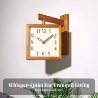 Double-Sided Wall Clock Non-Ticking Corner Wall Clock Silent Movement Minimalist Design for Hallway