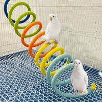 Parrot Toy Spiral Perch, Colorful Bird Swing and Tunnel for Avian Enrichment, Small Bird Toy Hideaway for Adult Animal Cage Decor Fun