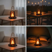 Campfire Lamp with Handle Flickering Decorative Lantern Ambient for Camping