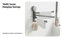 DrillDrillless Installation Multi-Arm Swivel Towel Bar Strong Suction Rotating 3-Bar Hanger Space-Saving Design Wall Rack Rust Resistant for Homeowners, Families, Students, Kitchen, Adjacent to Sink, Laundry Room, Closet