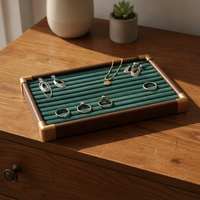 Vintage Wood Grain Jewelry Display Tray for Necklaces, Bracelets, and Pendants