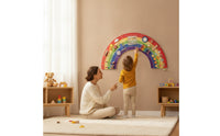 Large Rainbow Play Board Child-Centered Busy Board with Xylophone Multicolor Sensory Wall Panel Space-Saving for Toddlers, Playroom, Classroom
