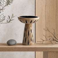 Wooden Pedestal Bowl Handcrafted Wood Display Riser Round rack for Entryway Table, Bookshelf