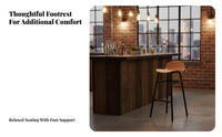 Industrial Aesthetic Saddle Seat Bar Stool Modern Design Backless Saddle Stool Sturdy Frame Counter Chair Built-in Footrest for Homeowners, Adults, Business Owners, Cafe, Kitchen, Dining Area