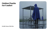 Waterproof Rain Cape Multi-Function Multifunctional Hiking Poncho Full Coverage Hooded Rain Poncho for Cyclists, Campers, Camping, Travel