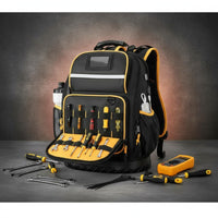 Electrician Tool Organizer Backpack Breathable Padded Back Molded Base Tool Backpack USB Charging Port for Electricians, Technicians