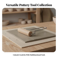 Clay Rolling Pin Solid Wood Pottery Tools Set Polished Surface for Home Studio