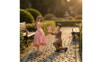 2 Pieces Couple Figurine Colorful Painted Resin Couple Figurine Handcrafted Style 1/64 Scale Figure